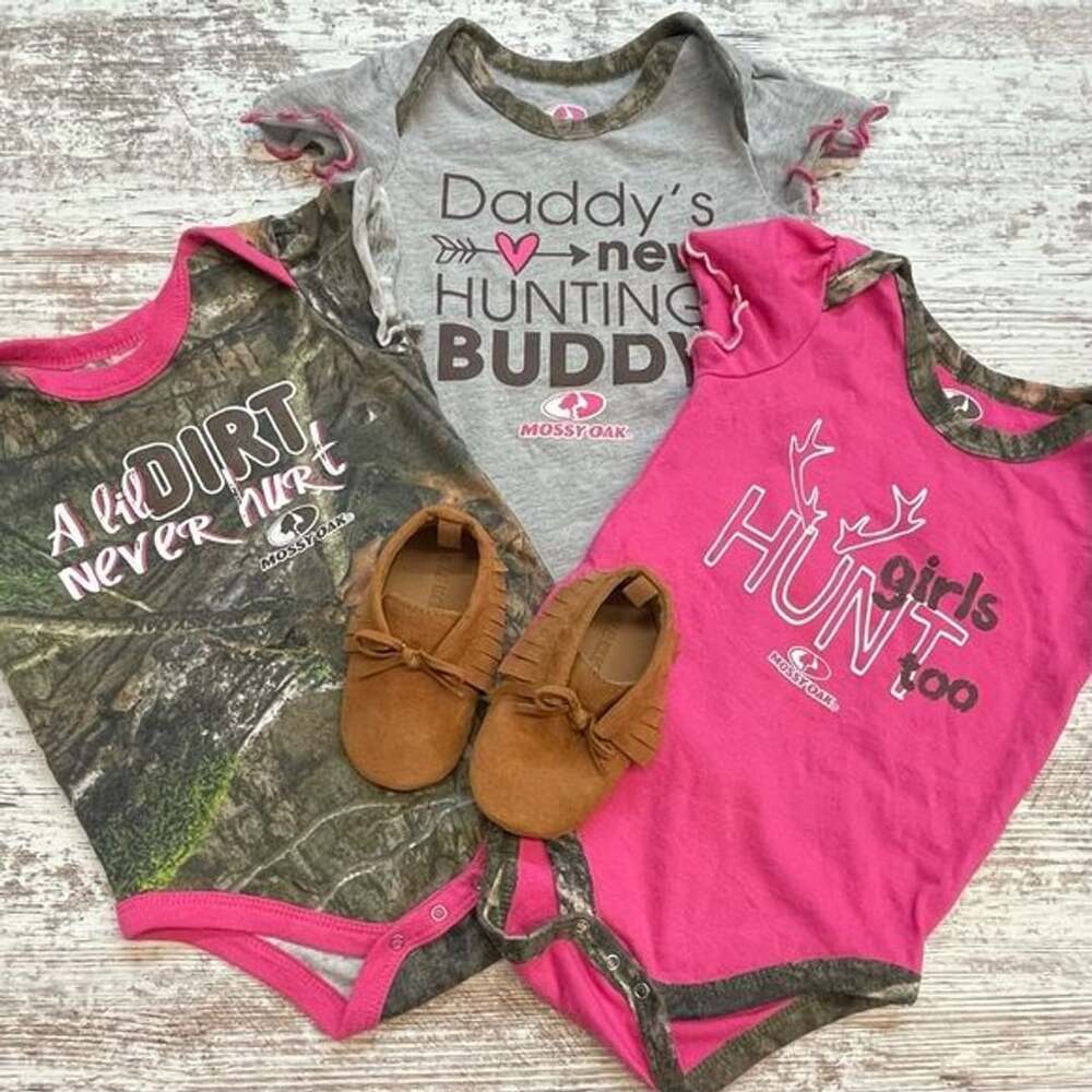 6/9m Mossy Oak Camo Pink Baby Outfit Set Hunting Girls